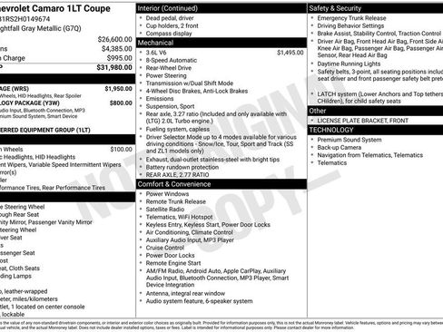 Used 2017 Chevrolet Camaro LT w/ RS Package image 6