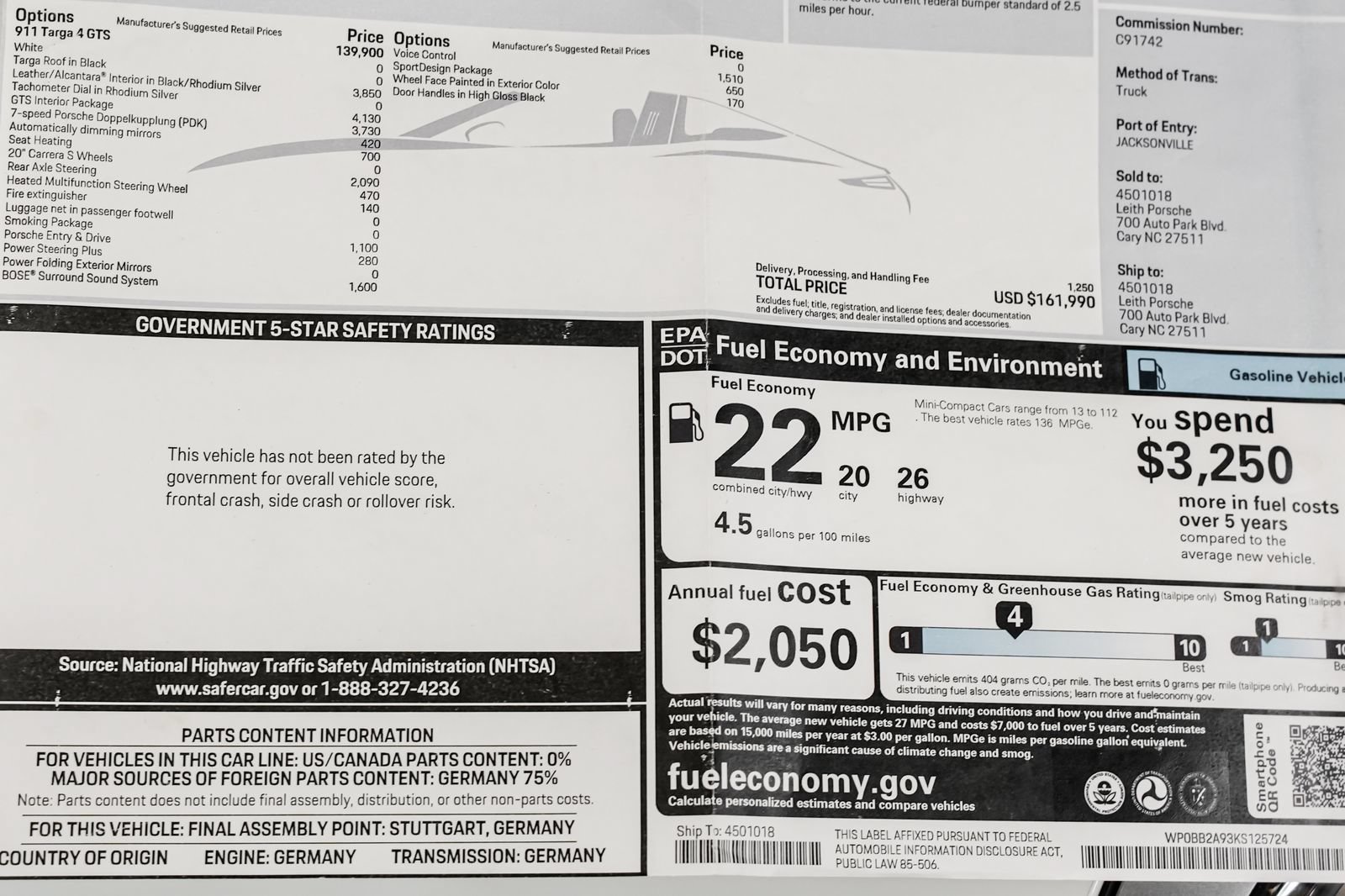 Used 2019 Porsche 911 Targa 4 GTS w/ GTS Interior Package AWD/4WD image 45