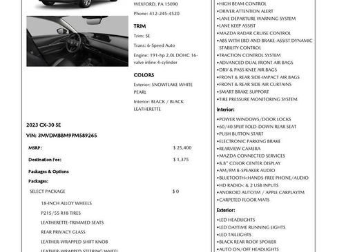 Used 2023 MAZDA CX-30 AWD 2.5 S w/ Select Package image 23