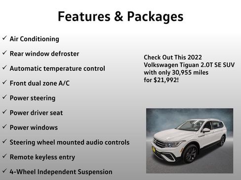 Used 2022 Volkswagen Tiguan SE w/ Panoramic Sunroof Package AWD/4WD image 8