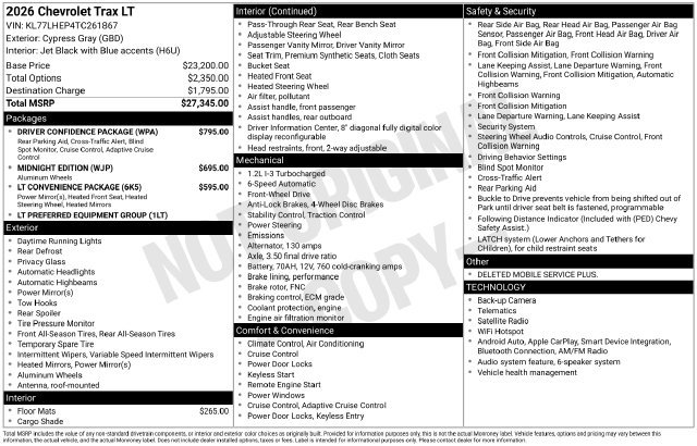 New 2026 Chevrolet Trax LT w/ Driver Confidence Package FWD image 4