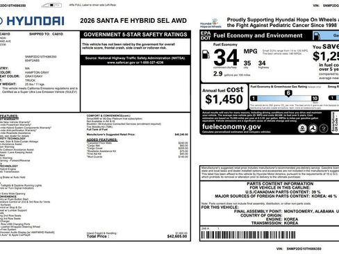 Used 2026 Hyundai Santa Fe SEL AWD/4WD image 5