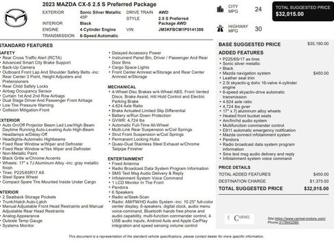 Used 2023 MAZDA CX-5 AWD 2.5 S w/ Preferred Package image 3