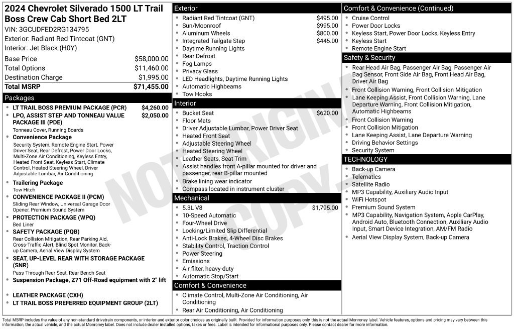 Used 2024 Chevrolet Silverado 1500 LT Trail Boss w/ LT Trail Boss Premium Package AWD/4WD image 32