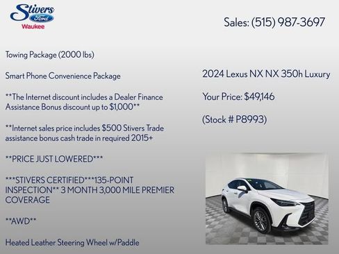 Used 2024 Lexus NX 350h AWD w/ Vision Package image 16