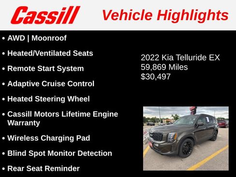 Used 2022 Kia Telluride EX w/ EX Premium Package AWD/4WD image 3