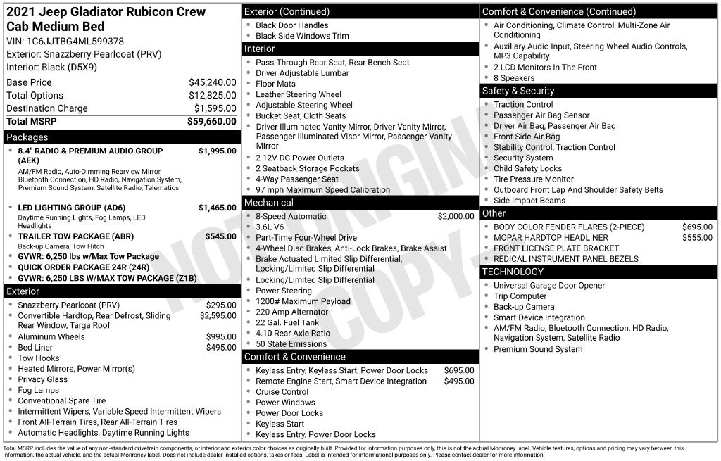 Used 2021 Jeep Gladiator Rubicon AWD/4WD image 23