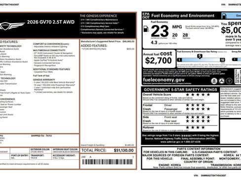 Certified 2026 Genesis GV70 2.5T AWD/4WD image 3