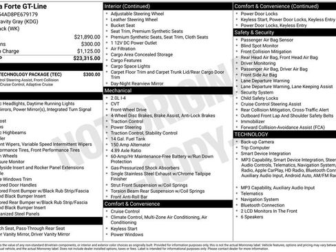 Used 2023 Kia Forte GT-Line w/ GT-Line Technology Package FWD image 39