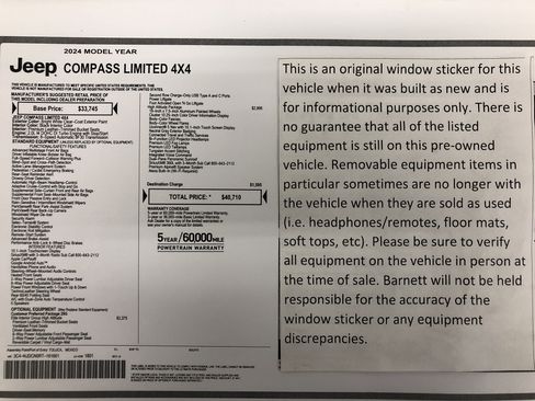 Certified 2024 Jeep Compass Limited w/ High Altitude Package image 2