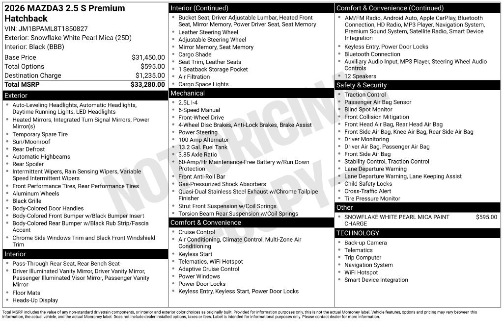 Certified 2026 MAZDA MAZDA3 2.5 S Hatchback w/ Premium Pkg FWD image 18