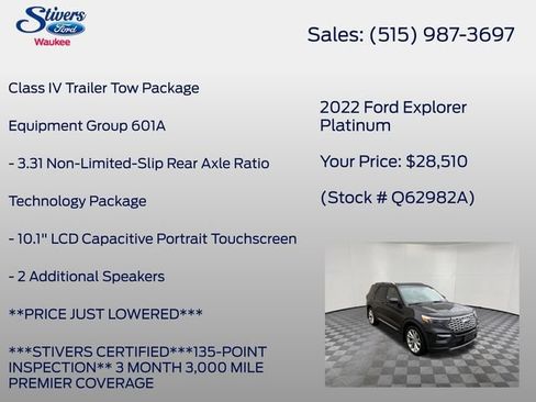 Used 2022 Ford Explorer Platinum w/ Equipment Group 601A AWD/4WD image 8