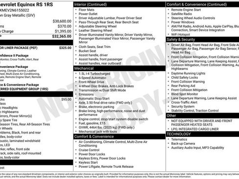 Used 2022 Chevrolet Equinox RS w/ LPO, Floor Liner Package FWD image 8