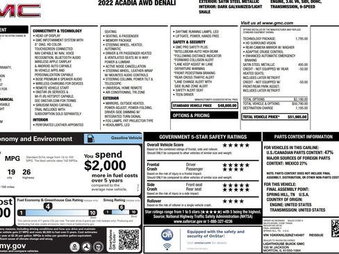 Used 2022 GMC Acadia Denali w/ Denali Technology Package image 38