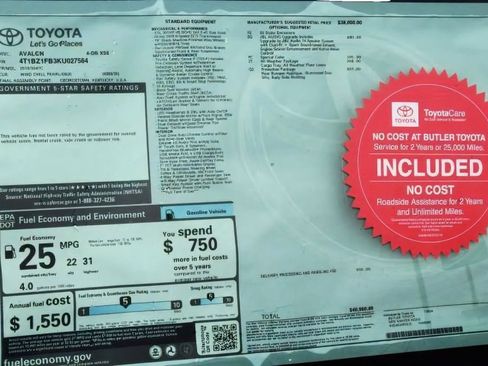 Used 2019 Toyota Avalon XSE w/ Protection Package FWD image 35
