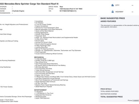 Used 2022 Mercedes-Benz Sprinter 1500 image 2