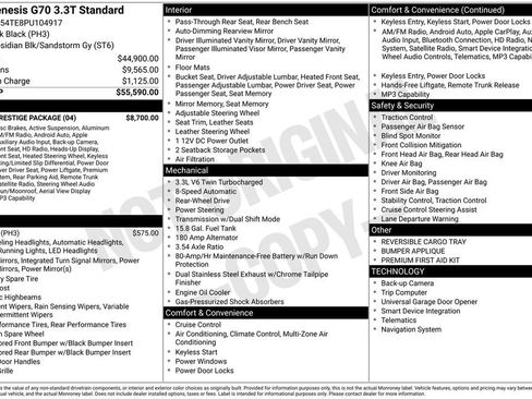 Used 2023 Genesis G70 3.3T w/ Sport Prestige Package image 6