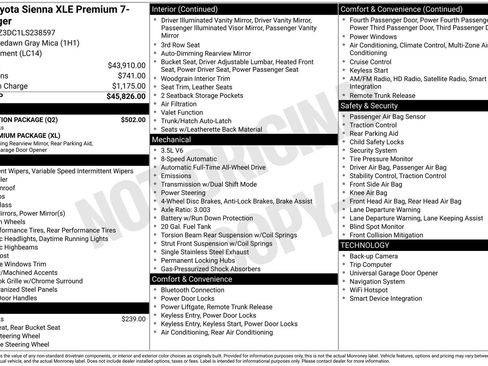 Used 2020 Toyota Sienna XLE Premium w/ Protection Package AWD/4WD image 8