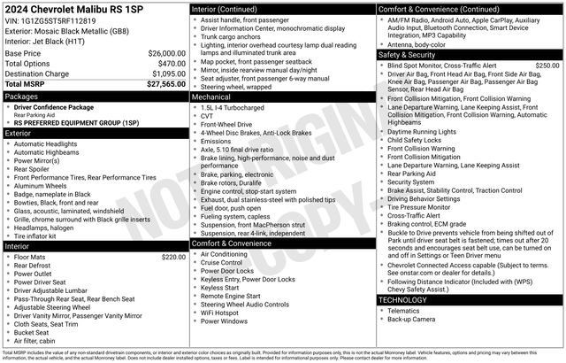 Certified 2024 Chevrolet Malibu RS FWD image 6