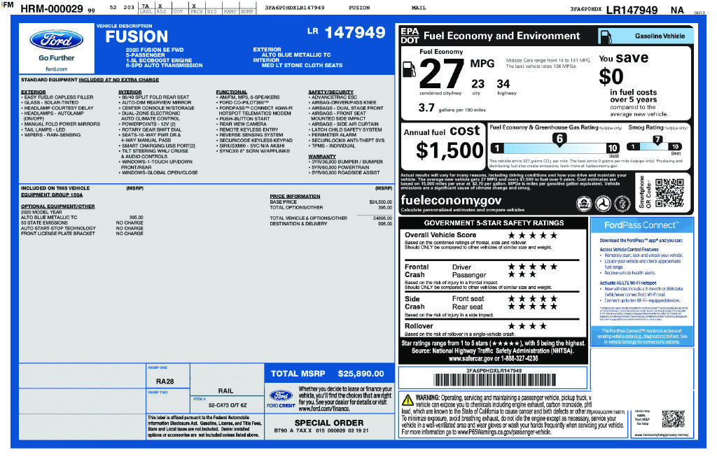 Used 2020 Ford Fusion SE FWD image 10