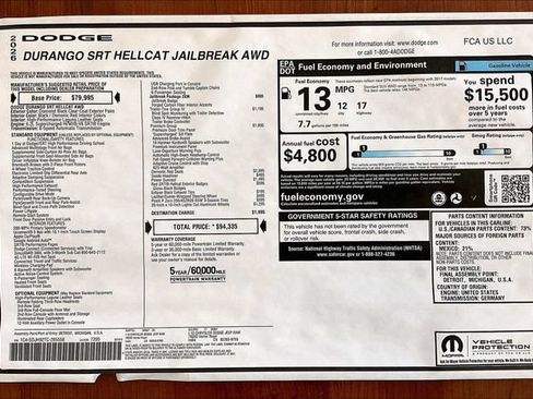New 2026 Dodge Durango SRT Hellcat w/ Premium Group AWD/4WD image 16