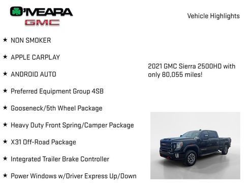 Used 2021 GMC Sierra 2500 AT4 w/ Gooseneck/5TH Wheel Package image 7