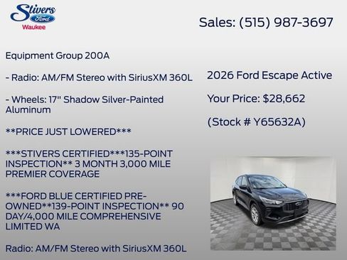 Certified 2026 Ford Escape Active w/ Cold Weather Package AWD/4WD image 16