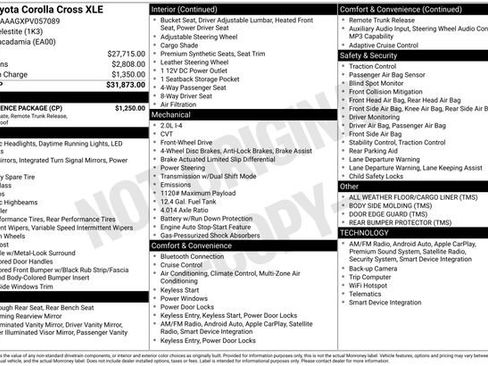 Used 2023 Toyota Corolla Cross XLE w/ Convenience Package image 33