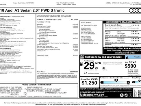 Used 2018 Audi A3 2.0T Premium w/ Convenience Package image 2