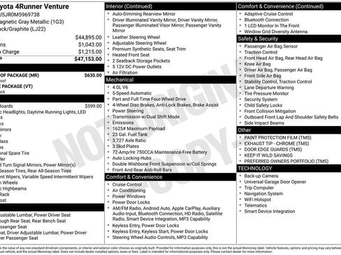 Used 2021 Toyota 4Runner Venture w/ Moonroof Package AWD/4WD image 38