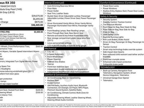 Used 2012 Lexus RX 350 FWD w/ Premium Pkg image 35