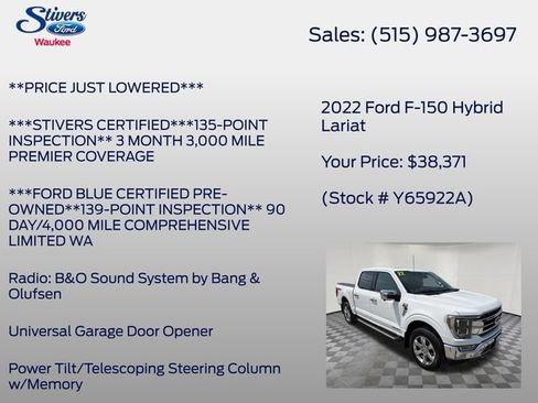 Certified 2022 Ford F150 Lariat w/ Equipment Group 502A High AWD/4WD image 33