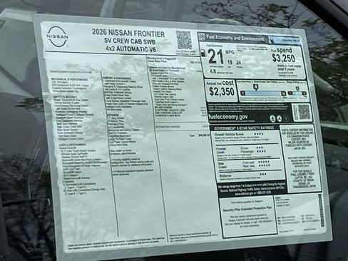 New 2026 Nissan Frontier SV w/ SV Convenience Package RWD image 2