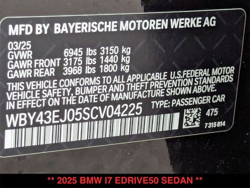 New 2025 BMW i7 eDrive50 w/ M Sport Package image 31