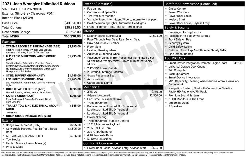 Used 2021 Jeep Wrangler Unlimited Rubicon w/ Xtreme Recon 35" Tire Package AWD/4WD image 34