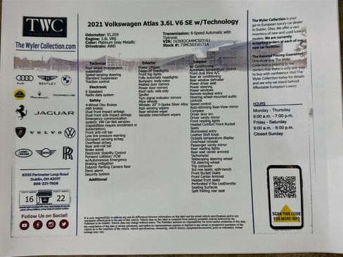 Used 2021 Volkswagen Atlas SE AWD/4WD image 47