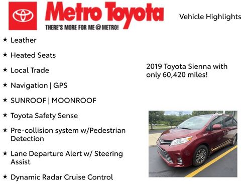 Certified 2019 Toyota Sienna XLE w/ XLE Navigation Package FWD image 8