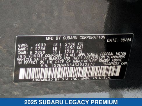 Certified 2025 Subaru Legacy Premium AWD/4WD image 40