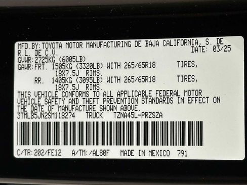 Certified 2025 Toyota Tacoma TRD Sport AWD/4WD image 30