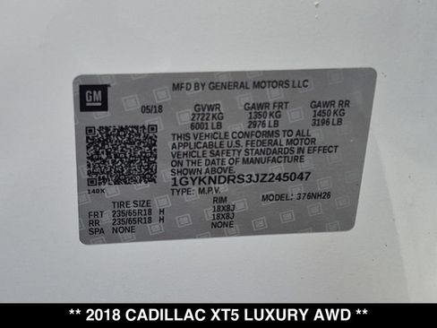 Used 2018 Cadillac XT5 Luxury w/ Driver Awareness Package AWD/4WD image 29