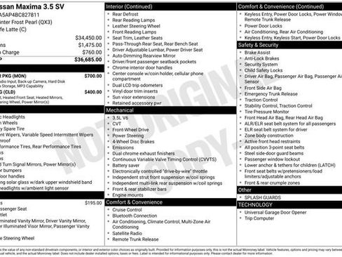 Used 2011 Nissan Maxima 3.5 SV w/ Monitor Pkg image 2