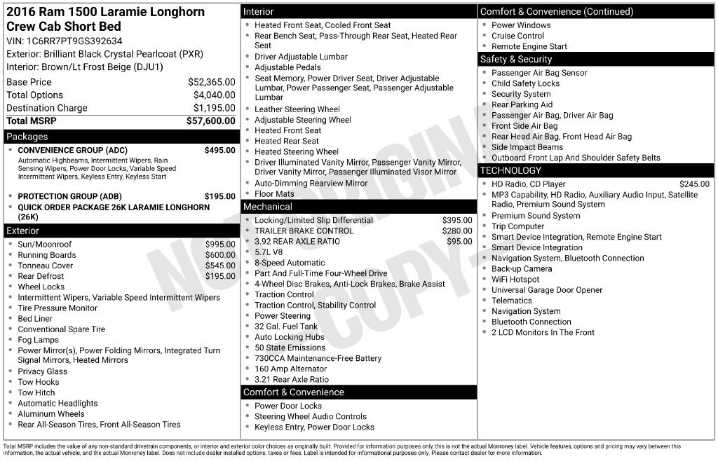 Used 2016 RAM 1500 Laramie Longhorn w/ Convenience Group AWD/4WD image 8