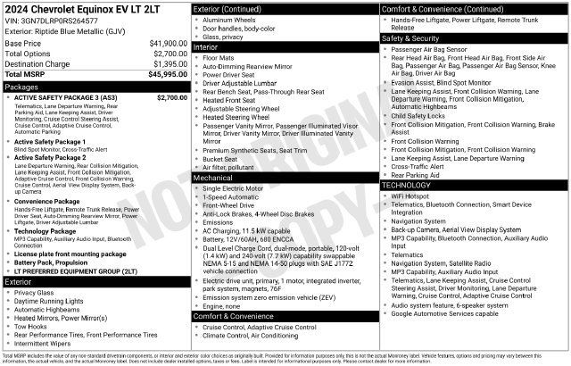 Used 2024 Chevrolet Equinox EV LT w/ Active Safety Package 3 FWD image 4