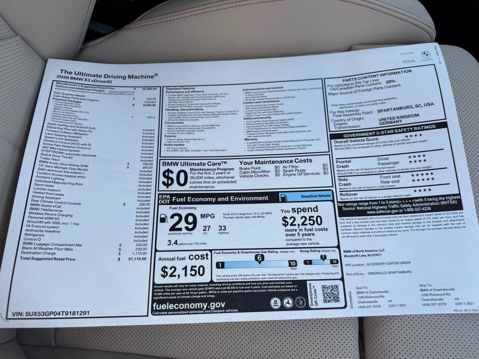 Used 2026 BMW X3 xDrive30i w/ Premium Package AWD/4WD image 33