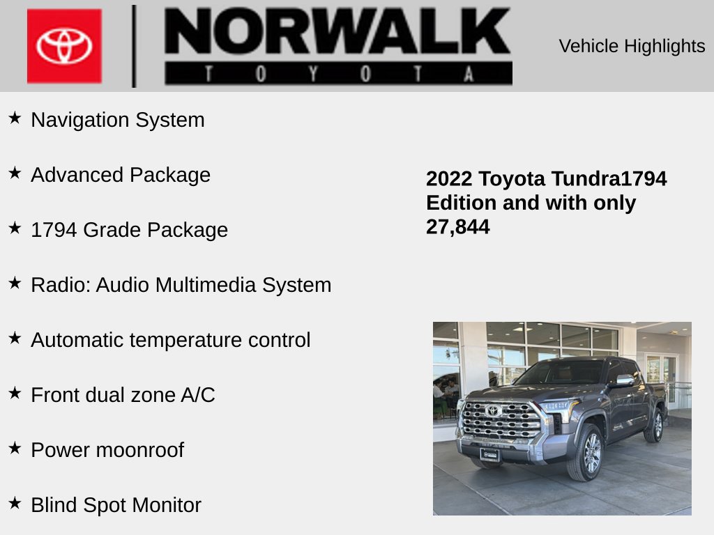 Used 2022 Toyota Tundra 1794 Edition w/ Advanced Package AWD/4WD image 10