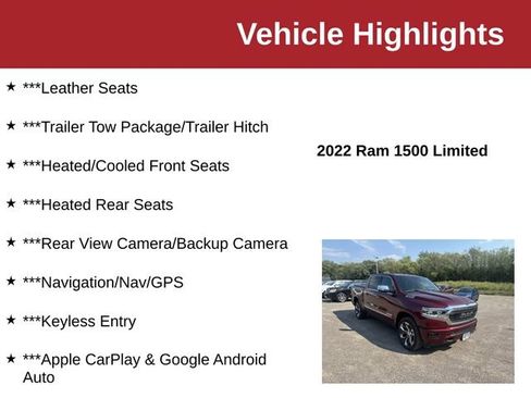 Used 2022 RAM 1500 Limited w/ Body Color Bumper Group AWD/4WD image 10