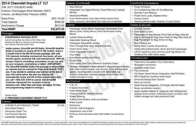 Used 2014 Chevrolet Impala LT w/ Convenience Package FWD image 8