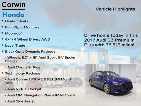 Used 2017 Audi S3 Premium Plus w/ Technology Package AWD/4WD image 7