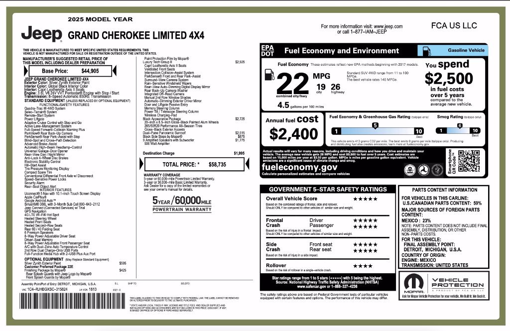 Certified 2025 Jeep Grand Cherokee Limited w/ Luxury Tech Group II AWD/4WD image 7