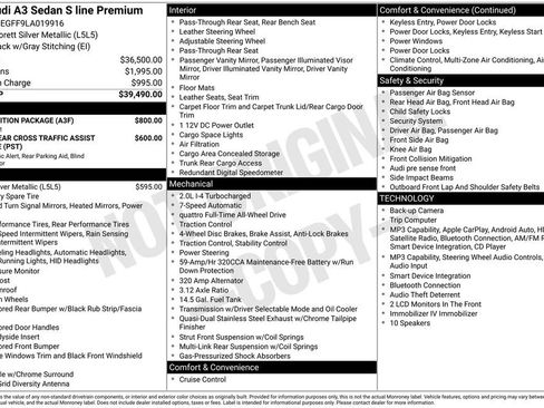 Used 2020 Audi A3 2.0T Premium w/ Final Edition Package AWD/4WD image 5